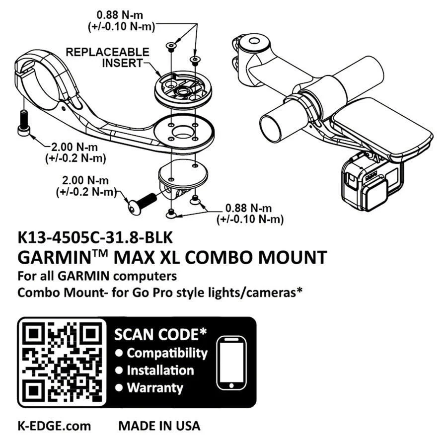 K-Edge Garmin Max XL Combo Mount - 31.8 - Black - Image 2